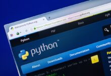 Ryazan, Russia - April 29, 2018: Homepage of Python website on the display of PC, url - Python.org