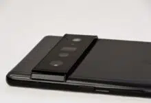 Google Pixel 6 Pro - High Tech Smartphone, showing rear camera and case and box