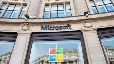 London UK, August 8th 2020: Microsoft flagship store in Regent St, on Oxford Circus. The main entrance with logo. During lockdown, Covid-19, Coronavirus.