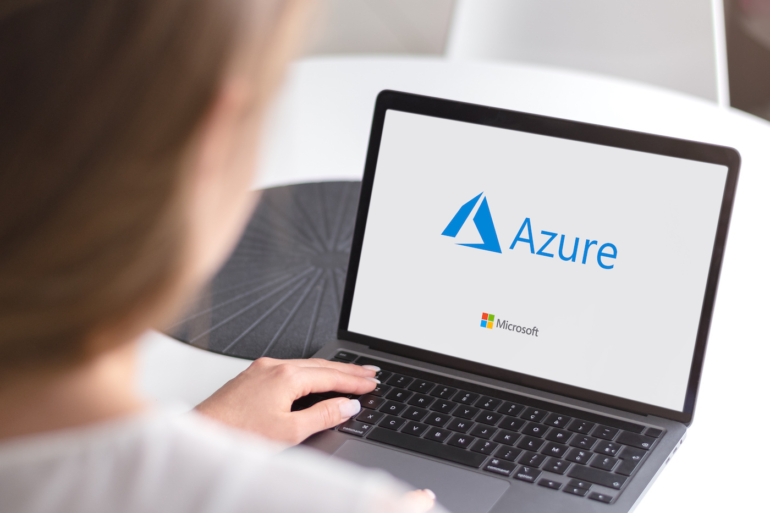 El logotipo de Microsoft Azure en la computadora.