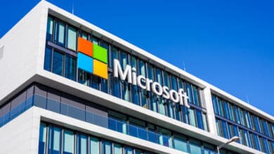 Microsoft logo on the Munich Microsoft building..