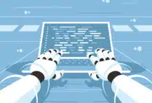 A robot AI writing text.
