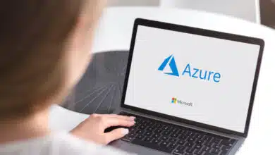 The Microsoft Azure logo on a computer.