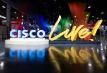A colourful Cisco LIVE branding from the 2023 Cisco LIVE event in Las Vegas
