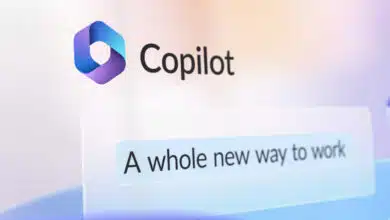 Microsoft Copilot logo on blurred background.