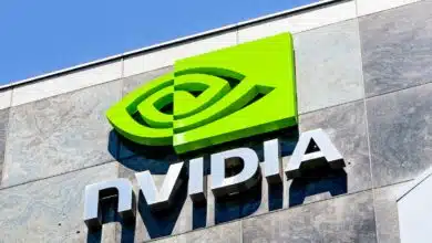 August 9, 2019 Santa Clara / CA / USA - The NVIDIA logo and symbol displayed on the facade of one of their office buildings located in the Company