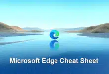 The Microsoft Edge logo and the title "Microsoft Edge Cheat Sheet."