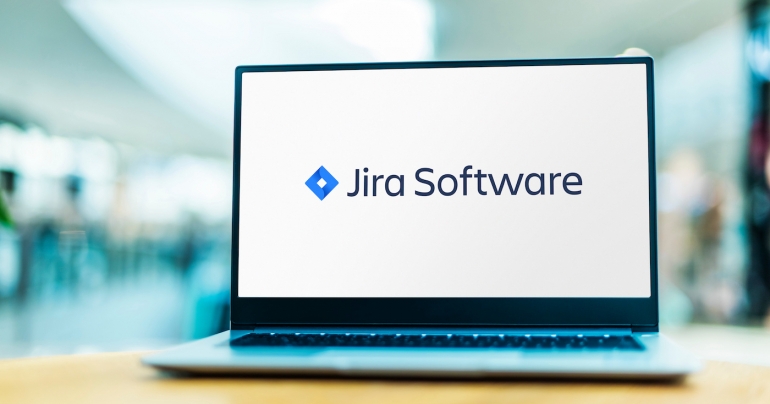 Computadora portátil que muestra el logotipo de Jira